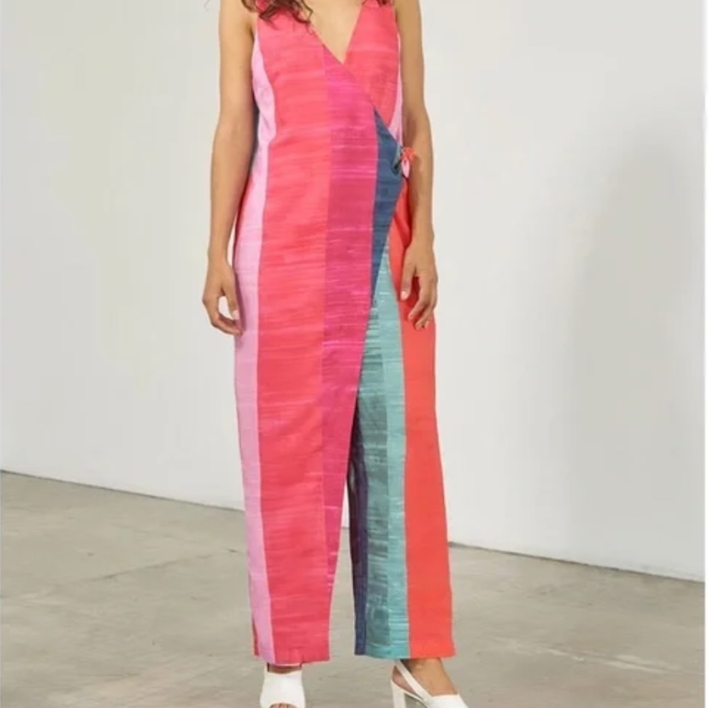 Mara Hoffman Striped Meryl Wrap Jumpsuit NWT